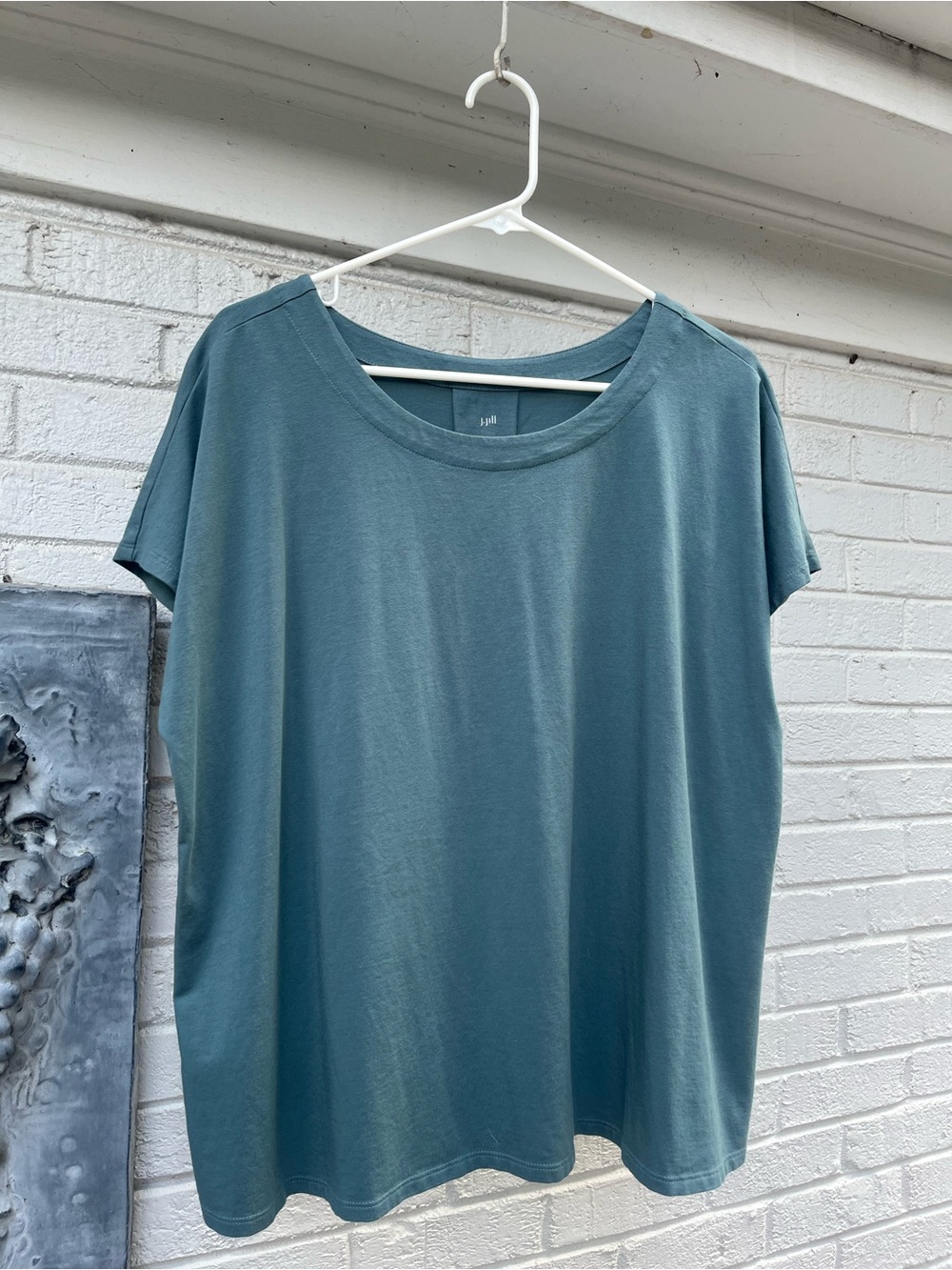 J.Jill Luxe Supima Scoop Neck Tee Teal Blue Green XL Petite XLP